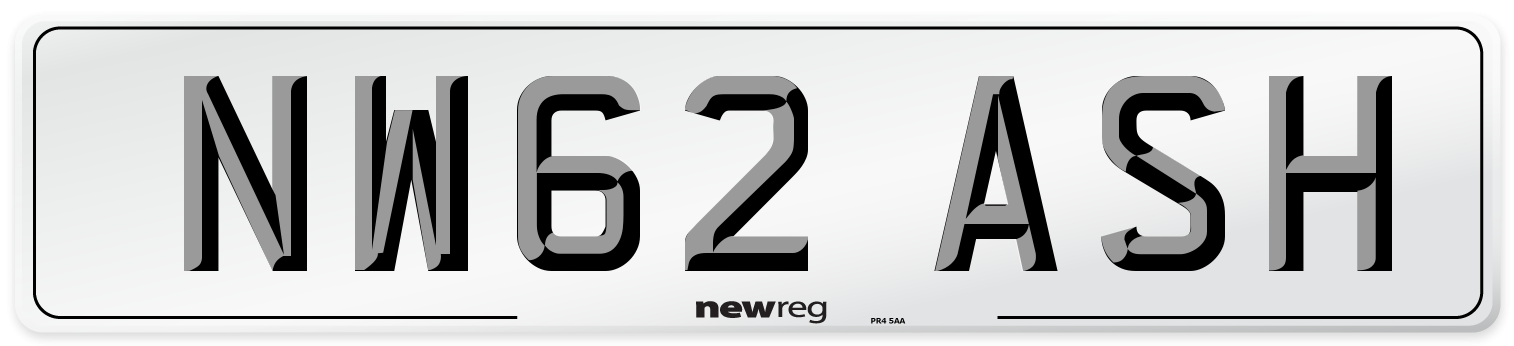 NW62 ASH Number Plate from New Reg